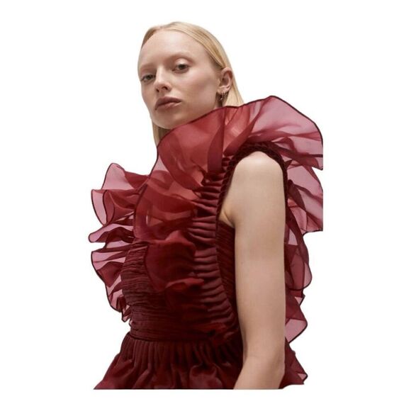 Aje Deep Red Ruffled Prom Dress - Picture 6 of 13